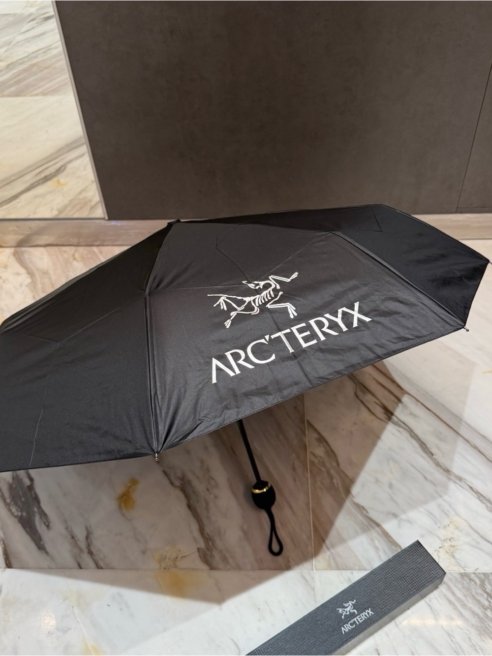 Arc'teryx Black Compact Umbrella with White Logo
